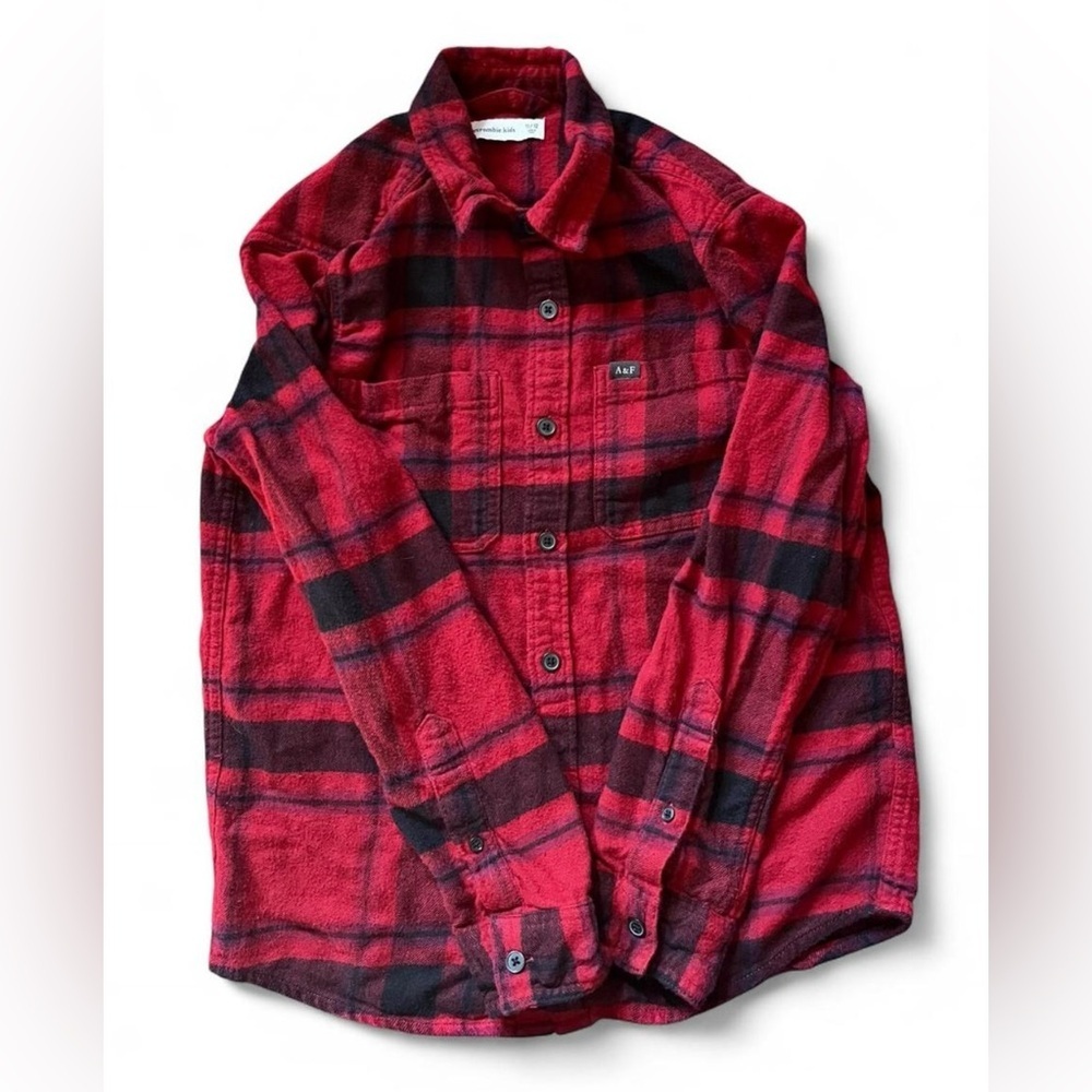 Abercrombie Kids Red and Black Plaid Shirt Flannel Size 8 Spring Church